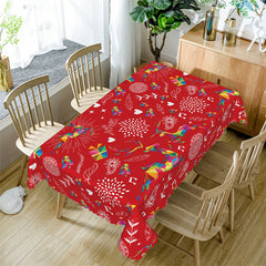 Lofaris Geometric Deers Spark Gift Repeat Red Dining Tablecloth