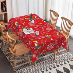 Lofaris Geometric Deers Spark Gift Repeat Red Dining Tablecloth