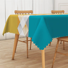 Lofaris Geometric Diamond Yellow And Cyan Dining Tablecloth