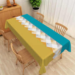 Lofaris Geometric Diamond Yellow And Cyan Dining Tablecloth