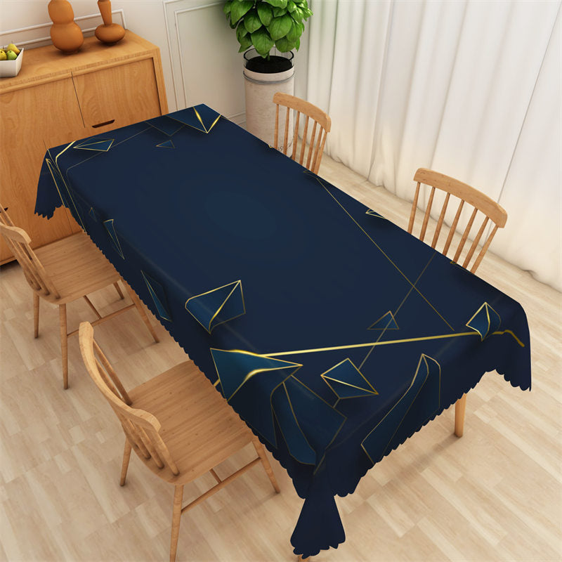 Lofaris Geometric Triangle Gold Thread Drawing Tablecloth