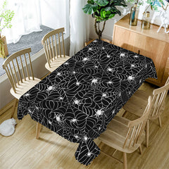 Lofaris Ghastly Black Spider Web Prints Halloween Tablecloth