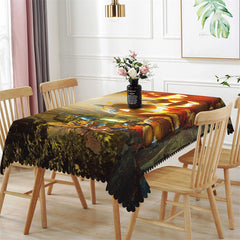 Lofaris Ghastly Pumpkin Lanterns Halloween Party Tablecloth