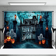 Lofaris Ghost Manor Moon Night Pumpkin Horror Halloween Backdrop