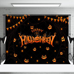 Lofaris Ghost Pumpkins Black Happy Halloween Party Backdrop