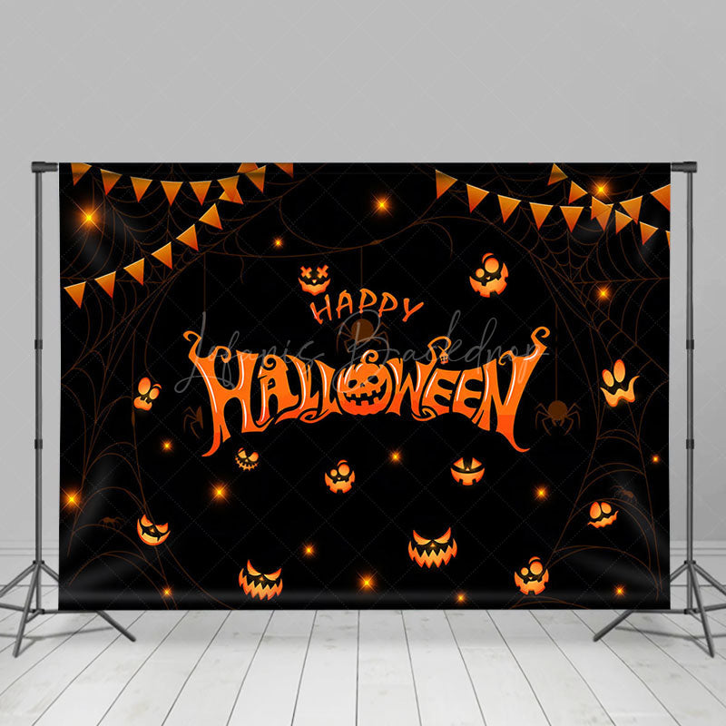 Lofaris Ghost Pumpkins Black Happy Halloween Party Backdrop