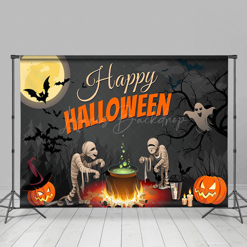 Lofaris Ghost Skull Pumpkin Forest Happy Halloween Party Backdrop