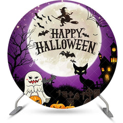 Lofaris Ghost Witch Dark Moon Night Round Halloween Backdrop