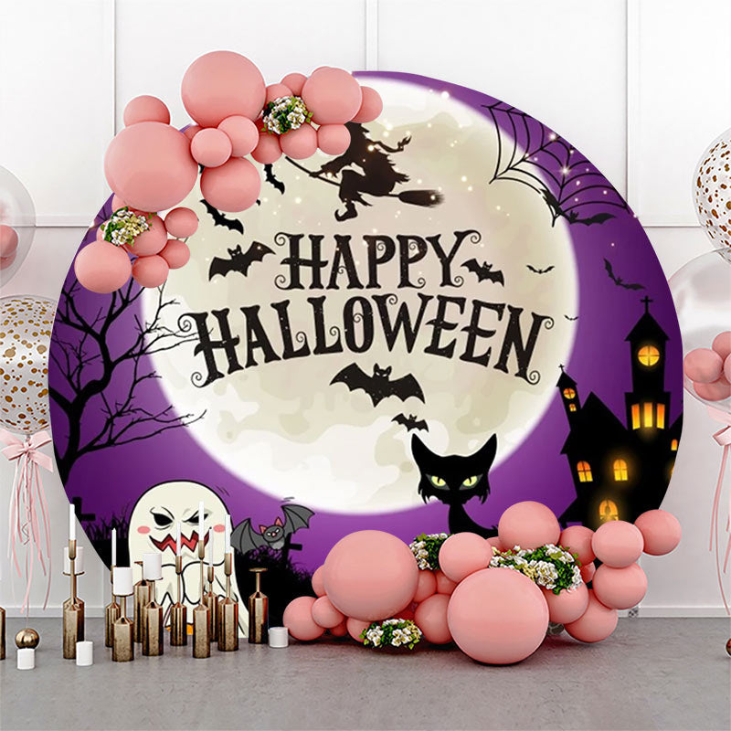 Lofaris Ghost Witch Dark Moon Night Round Halloween Backdrop