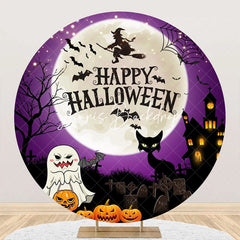 Lofaris Ghost Witch Dark Moon Night Round Halloween Backdrop