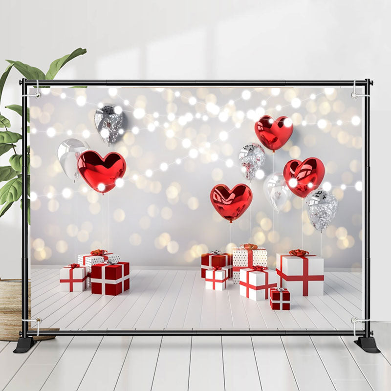 Lofaris Gift Box Heart Balloon Bokeh Valentines Day Backdrop