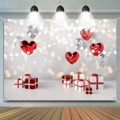 Lofaris Gift Box Heart Balloon Bokeh Valentines Day Backdrop