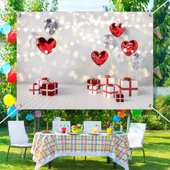 Lofaris Gift Box Heart Balloon Bokeh Valentines Day Backdrop