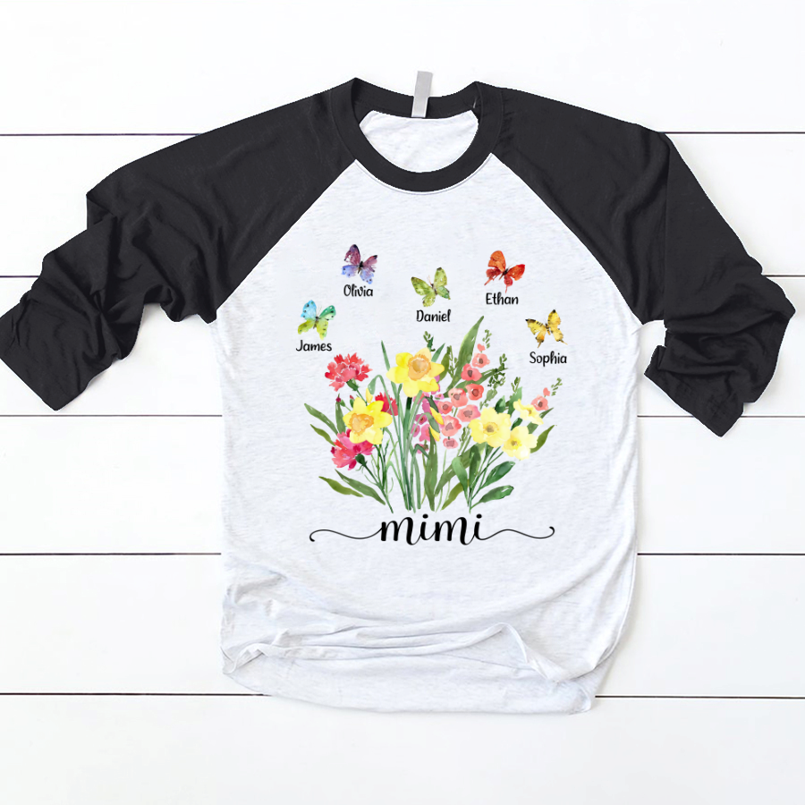 Lofaris Gift Flower Watercolor Custom Name Baseball Shirt