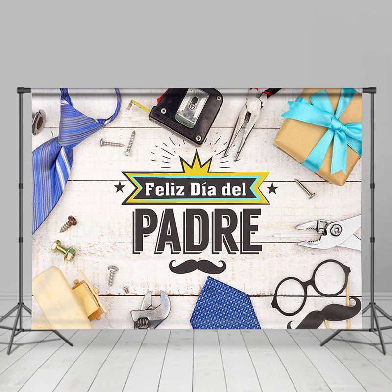 Lofaris Gift Tie Wood Feliz Dia Del Padre Fathers Day Backdrop