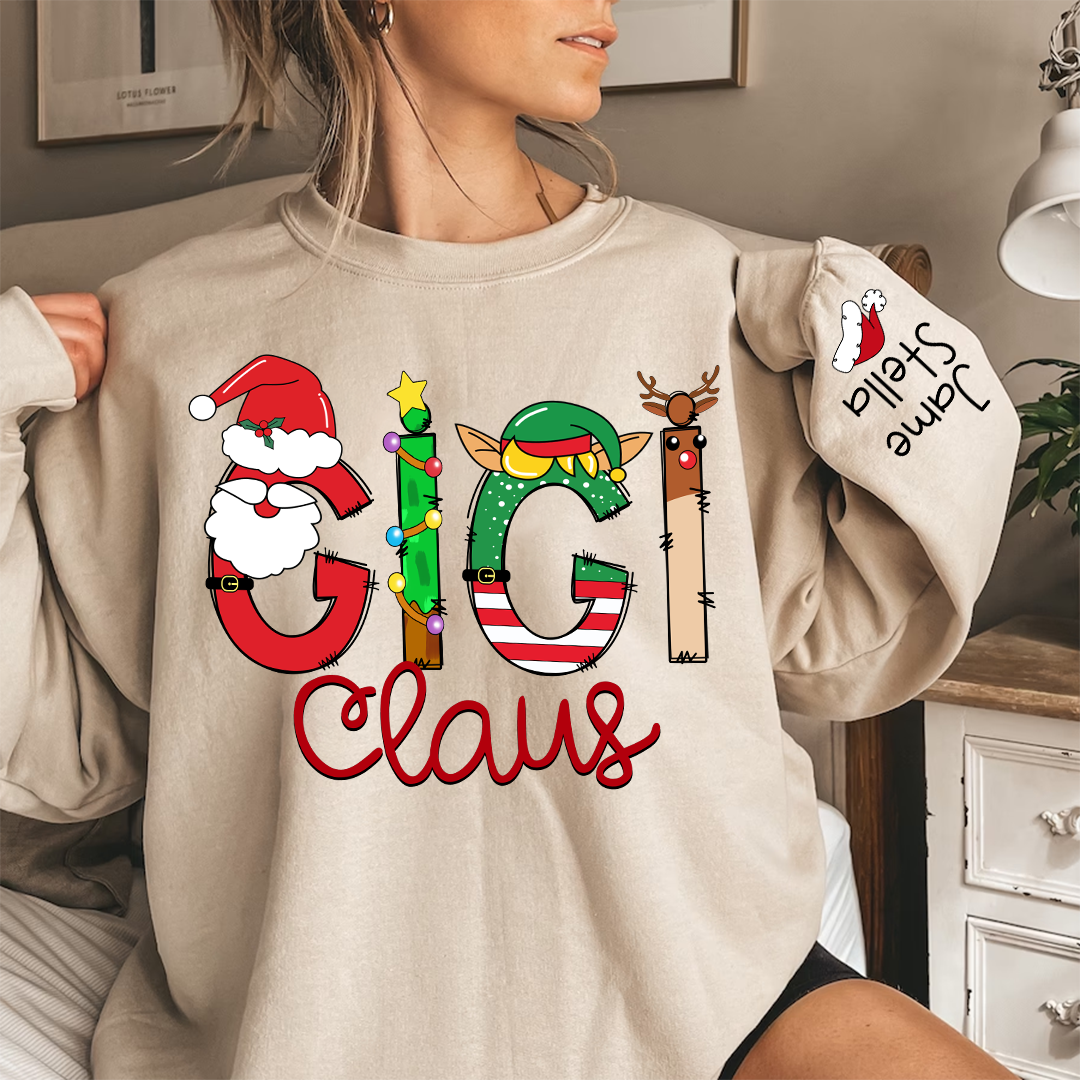 Lofaris Gigi Claus Elk Elf Material Custom Name Sweatshirt