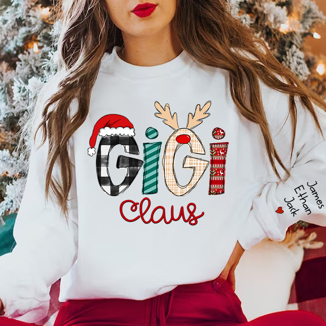 Lofaris Gigi Claus Grandma Christmas Custom Name Sweatshirt