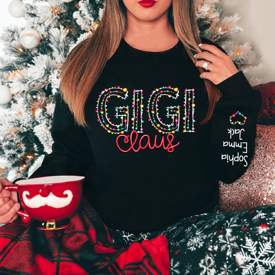 Lofaris Gigi Claus Lights Merry Christmas Custom Sweatshirt