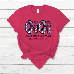 Lofaris Gigi Flower Pattern Kids 4th Of July Custom T - Shirt