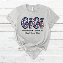 Lofaris Gigi Flower Pattern Kids 4th Of July Custom T - Shirt