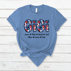 Lofaris Gigi Flower Pattern Kids 4th Of July Custom T - Shirt