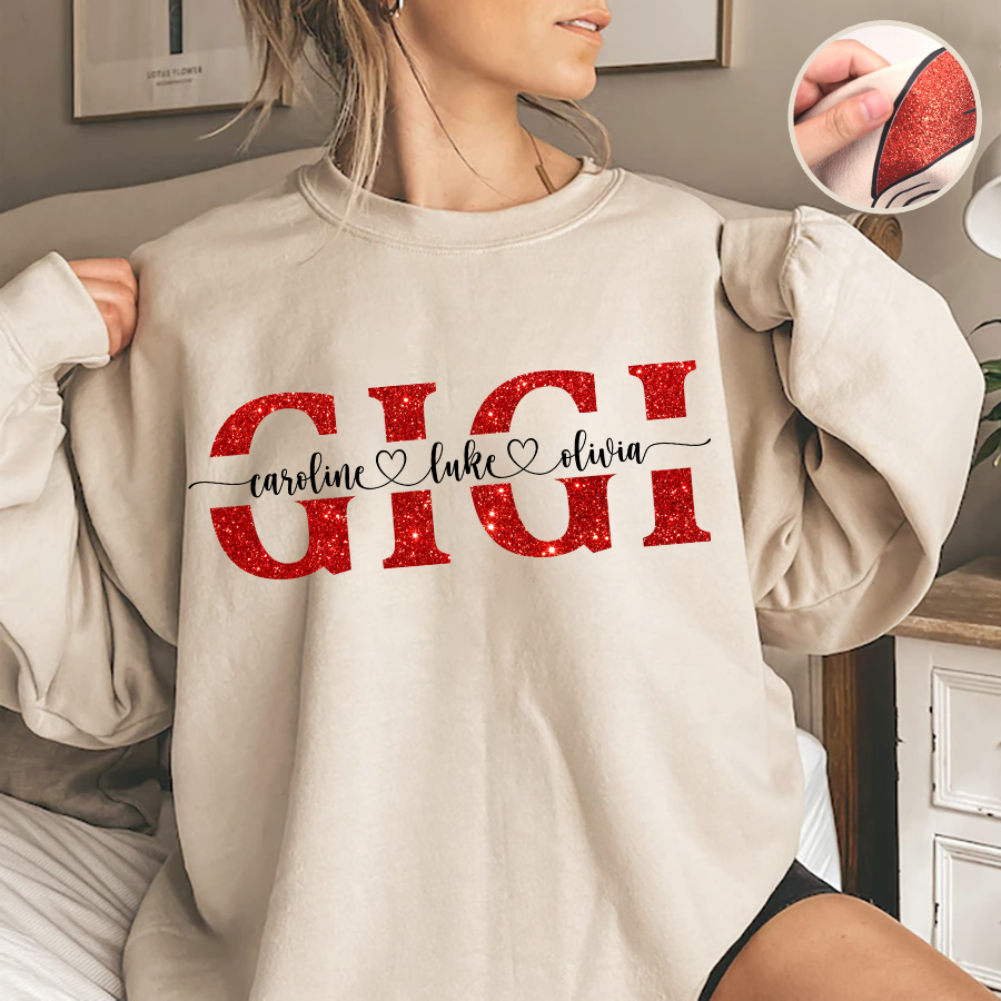 Lofaris Gigi Glitter Christmas Personalized Name Sweatshirt