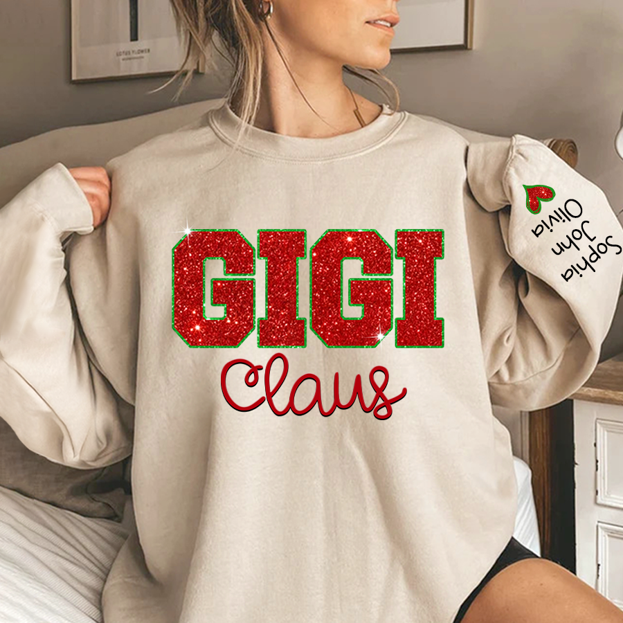 Lofaris Gigi Glitter Grandkids Custom Christmas Sweatshirt