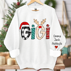 Lofaris Gigi Grandkids Custom Names Chrismast Sweatshirt