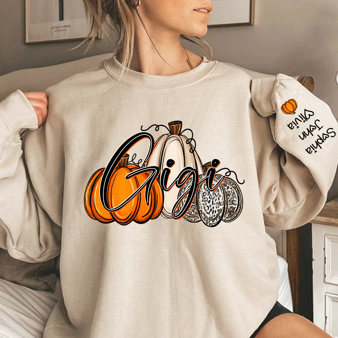 Lofaris Gigi Lovely Pumpkins Autumn Custom Name Sweatshirt