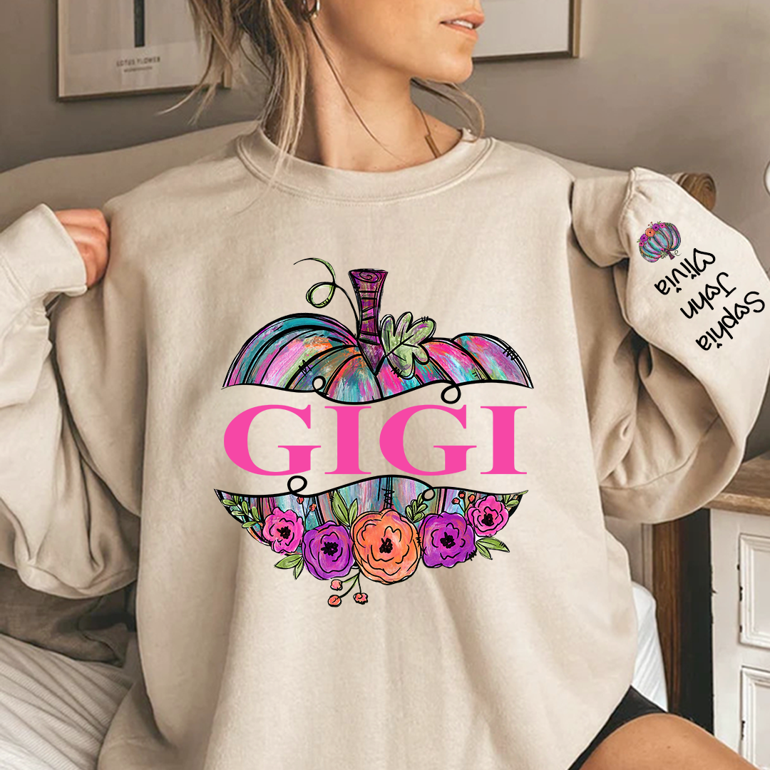 Lofaris Gigi Painted Pumpkin Floral Fall Custom Sweatshirt