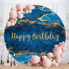 Lofaris Gilt Abstract Texture Blue Circle Birthday Backdrop