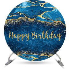 Lofaris Gilt Abstract Texture Blue Circle Birthday Backdrop