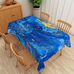 Lofaris Gilt Blue Water Flow Texture Rectangle Tablecloth