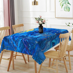 Lofaris Gilt Blue Water Flow Texture Rectangle Tablecloth