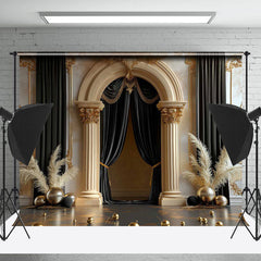 Lofaris Gilt Relief Wall Arch Door Curtain Feather Backdrop