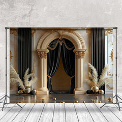 Lofaris Gilt Relief Wall Arch Door Curtain Feather Backdrop