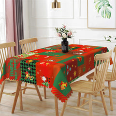 Lofaris Gingerbread Bell Santa Christmas Trees Tablecloth