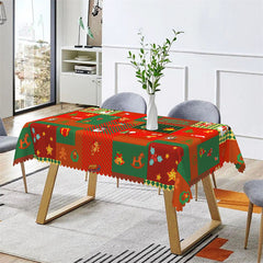 Lofaris Gingerbread Bell Santa Christmas Trees Tablecloth