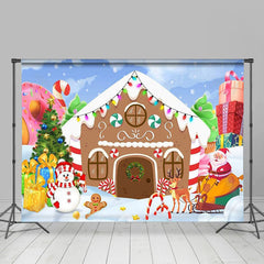 Lofaris Gingerbread House Snowy Santa Christmas Backdrop