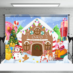 Lofaris Gingerbread House Snowy Santa Christmas Backdrop