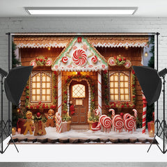 Lofaris Gingerbread Man Candy Christmas House Photo Backdrop