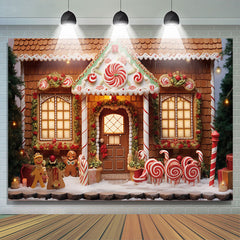 Lofaris Gingerbread Man Candy Christmas House Photo Backdrop