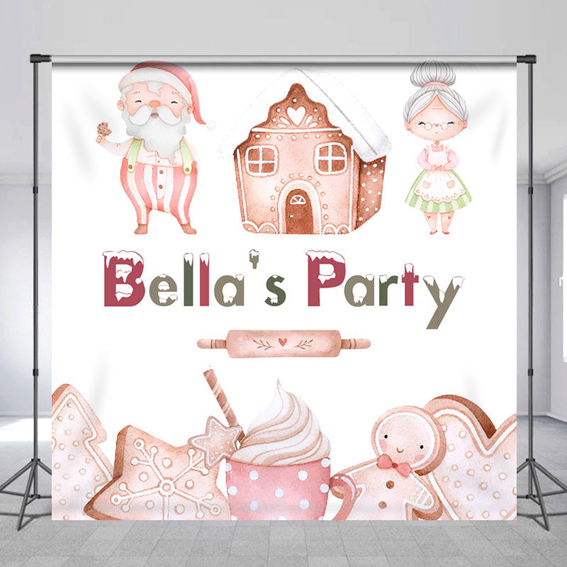 Lofaris Gingerbread Man House Couple Custom Party Backdrop