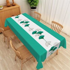 Lofaris Ginkgo Leaf Green And White Splice Dining Tablecloth