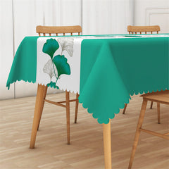 Lofaris Ginkgo Leaf Green And White Splice Dining Tablecloth