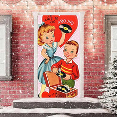 Lofaris Girl And Boy Around Dots Valentines Day Door Cover