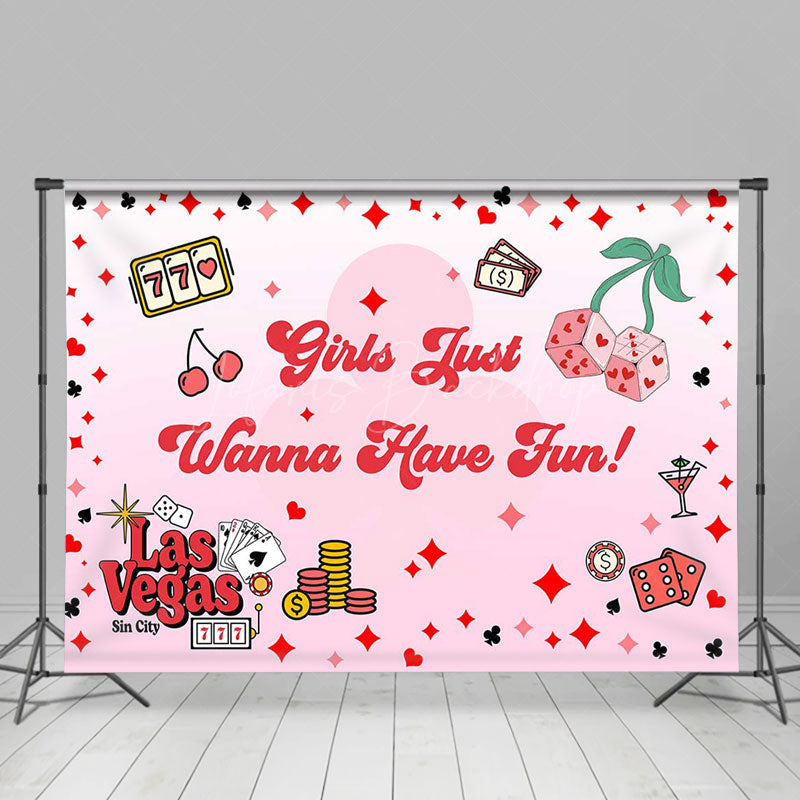 Lofaris Girl Just Wanna Have Fun Card Pink Dance Backdrop