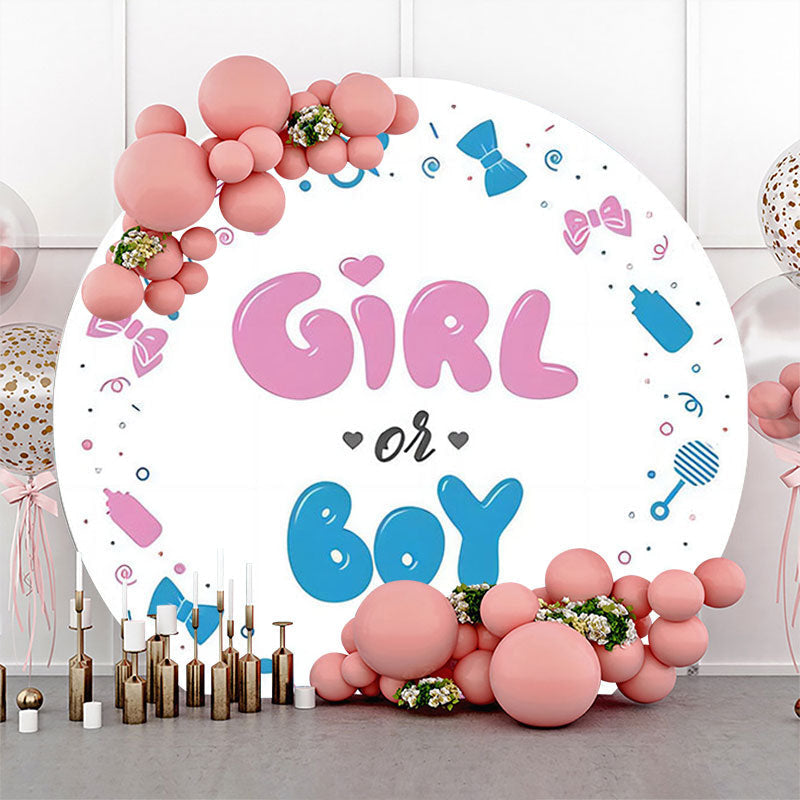 Lofaris Girl Or Boy White Round Backdrop For Gender Reveal