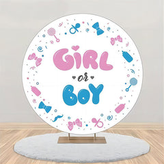 Lofaris Girl Or Boy White Round Backdrop For Gender Reveal