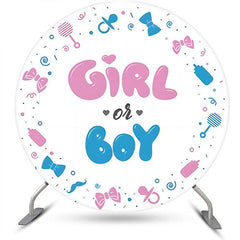 Lofaris Girl Or Boy White Round Backdrop For Gender Reveal